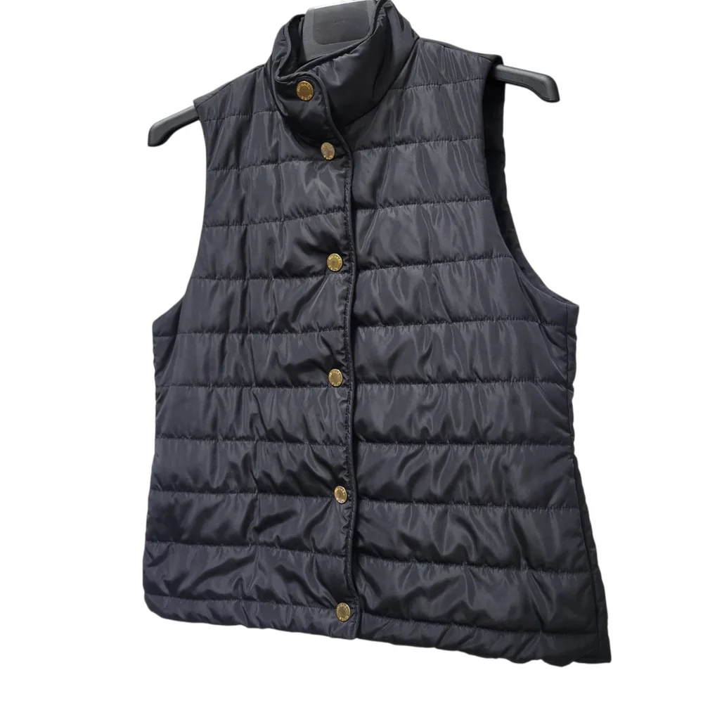 Michael Kors Women’s Black Puffer Gold Plated Nylon Vest Size Small